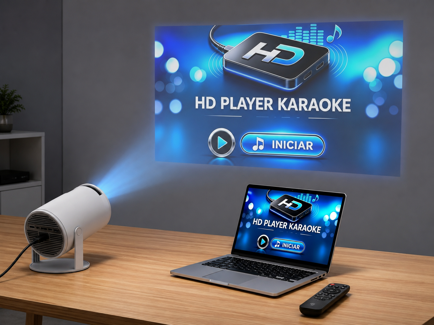 HD Player Karaoke + Projetor Smart